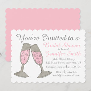 Invitación Tostada De Champán Rosado Bubbly Saludos Ducha De