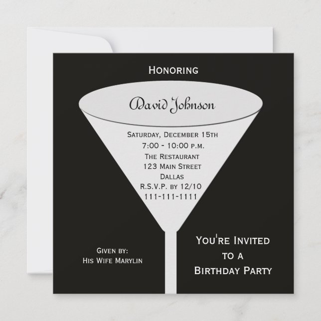 Invitación Tostada de cumpleaños para adultos (Anverso)