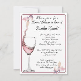 Invitación Tostada floral Elegante ducha de novia blanca y Ro