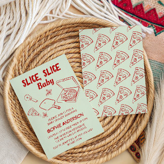 Invitación Tostada Roja Slice Slice Baby Pizza Baby Shower