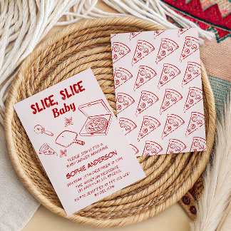 Invitación Tostada Roja Slice Slice Baby Pizza Baby Shower