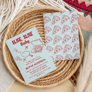 Invitación Tostada Roja Slice Slice Baby Pizza Fiesta de Bebé
