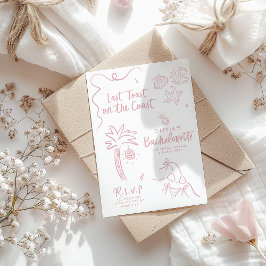 Invitación Tostadas a la mano dibujadas a la mano en la costa