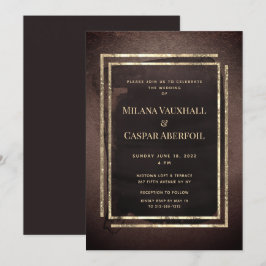Invitación Tostado Espresso Mocha y Fiesta de Boda de Oro Bla