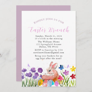 Invitación Tostadora Brunch Watercolor Conejo Conejo Huevos F