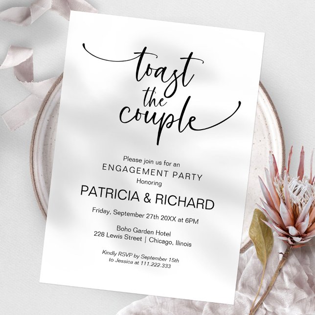 Invitación Tostar a la Pareja Chic Caligrafía Fiesta de Compr (Subido por el creador)