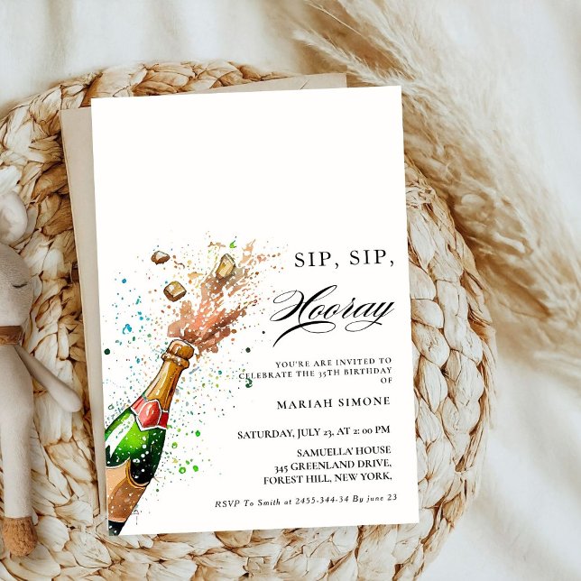 Invitación Tostemos una botella de champán rosa en la ducha d (Subido por el creador)