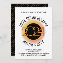 Invitación TOTAL DE ECLIPSE SOLAR 2024 personalizado