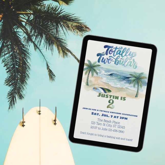 Invitación Totally Two-buillar, Surf 2nd Birthday (Subido por el creador)