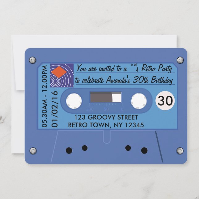 Invitación Totalmente asombroso fiesta de cumpleaños retro pe (Anverso)