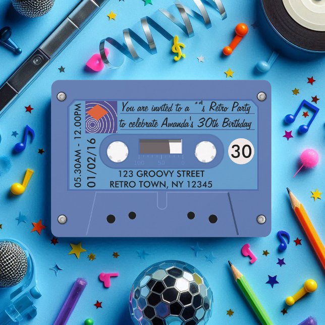 Invitación Totalmente asombroso fiesta de cumpleaños retro pe (Totally Awesome Retro Birthday Party Personalised Invitation)