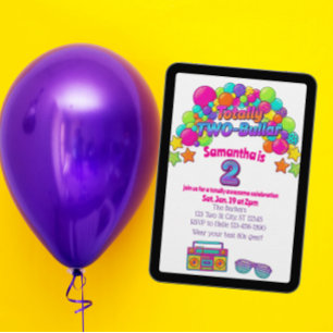 Invitación Totalmente de dos burbujas, Colorido de los 80 Cum