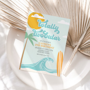 Invitación Totalmente Dos-tubular Playa de Surf Cumpleaños 2