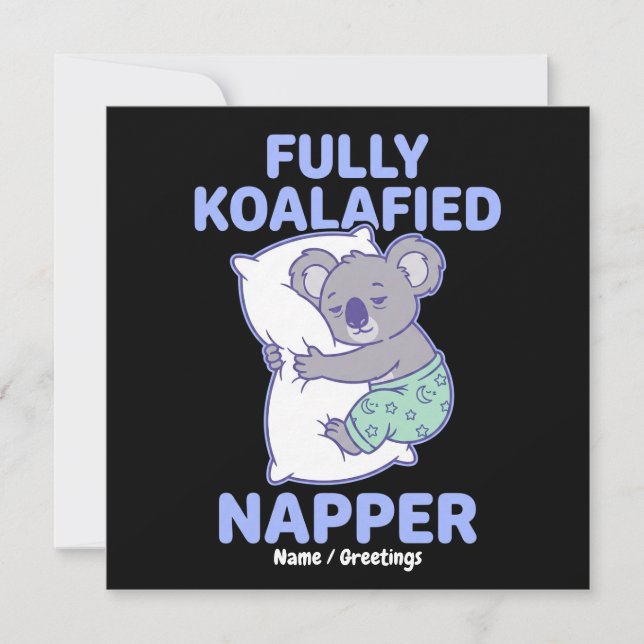 Invitación  Totalmente Koalificado Dormilón Cute Koala Dormid (Anverso)
