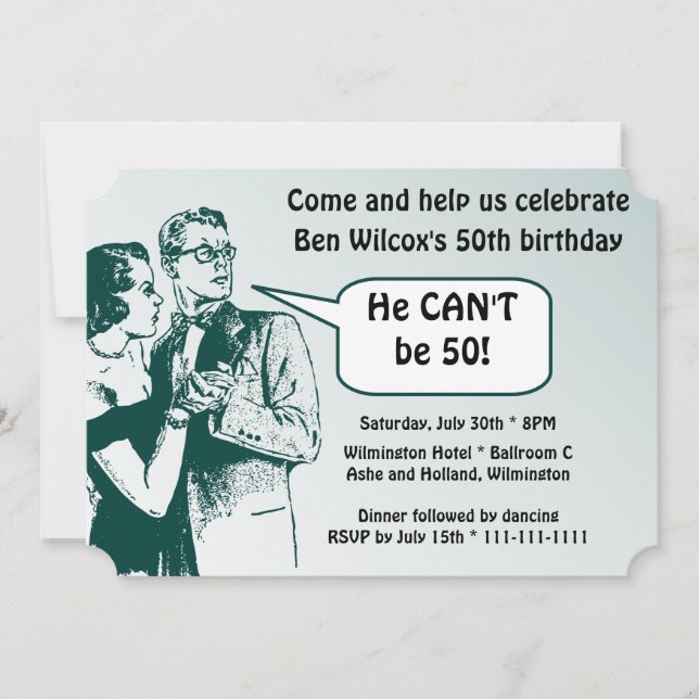 Invitación Totalmente retro y divertido 50 cumpleaños (Anverso)