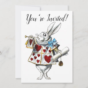 Invitación Tote Corazón de Conejo Blanco Alice Wonderland