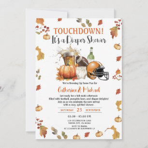 Invitación Touchdown es un pañal Bebé de ducha de cerveza