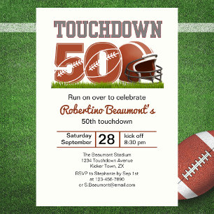 Invitación Touchdown Fifty Funny Football 50 cumpleaños