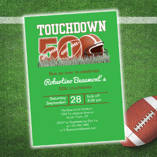 Invitación Touchdown Fifty Funny Football 50 cumpleaños