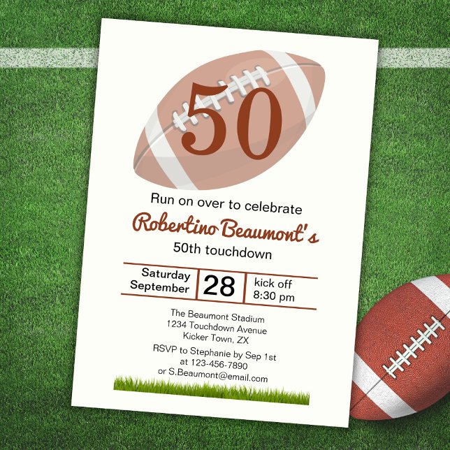 Invitación Touchdown Fifty Funny Football 50 cumpleaños (Subido por el creador)