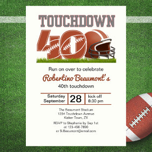 Invitación Touchdown Forty Funny Football 40° cumpleaños