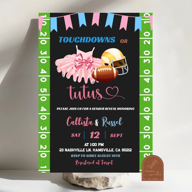 Invitación Touchdown o Tutus Revelación de Género (Subido por el creador)