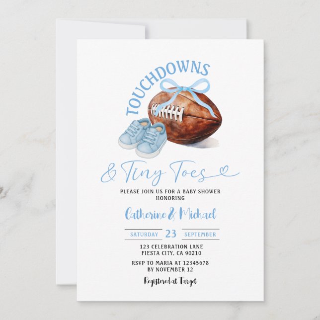 Invitación Touchdown & Tiny Toes Football Milball Baby Shower (Anverso)