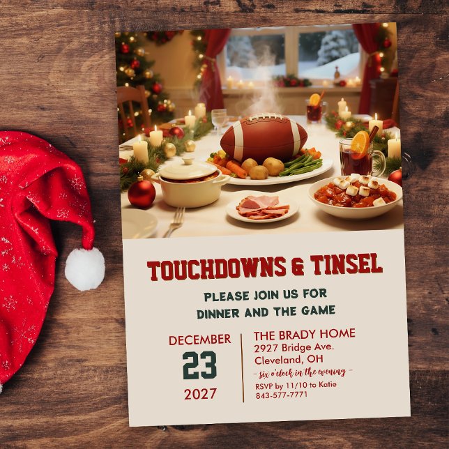 Invitación Touchdowns and Tinsel Dinner Invitation (Subido por el creador)