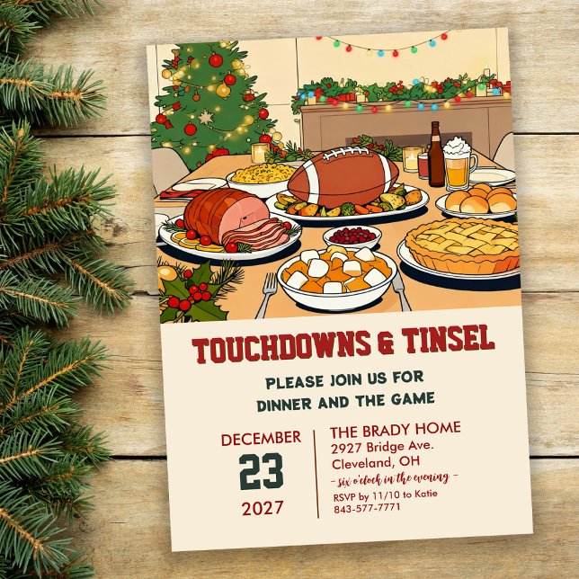 Invitación Touchdowns and Tinsel Dinner Invitation (Subido por el creador)