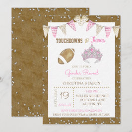 Invitación Touchdowns o Tiaras Acuarela Rosa Revelación de Gé