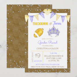Invitación Touchdowns o Tiaras Amarillo Púrpura Revelación de