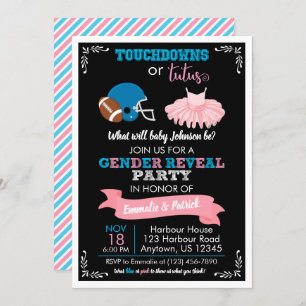 Invitación TOUCHDOWNS O TUTUS Gender Revelan Baby Shower