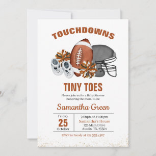 Invitación Touchdowns y Tiny Toks Baby Shower