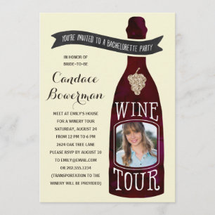 Invitación Tour del Vino Foto de la fiesta de la soltera