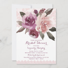 Invitación Tóxico floral de encaje de acuarela rústica para d