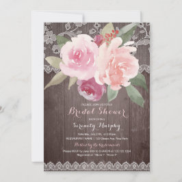 Invitación Tóxico floral de encaje de acuarela rústica para d