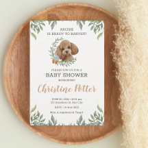 Toy Poodle Apricot Brown Boho Greenery Baby Shower