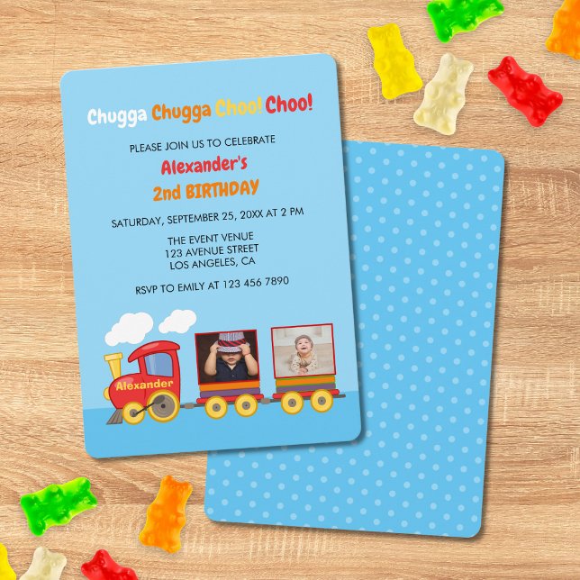Invitación Toy Train Toddler Boys Birthday Blue (Subido por el creador)