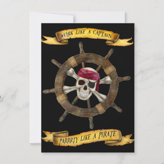 Invitación Trabaja como un capitán, diviértete como un pirata (Anverso)