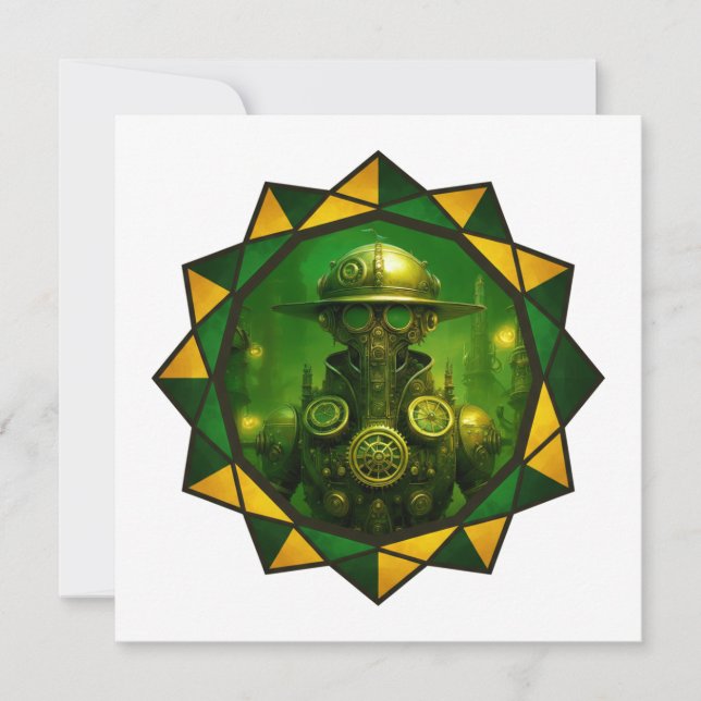 Invitación Trabajador de Construcción Steampunk (Anverso)