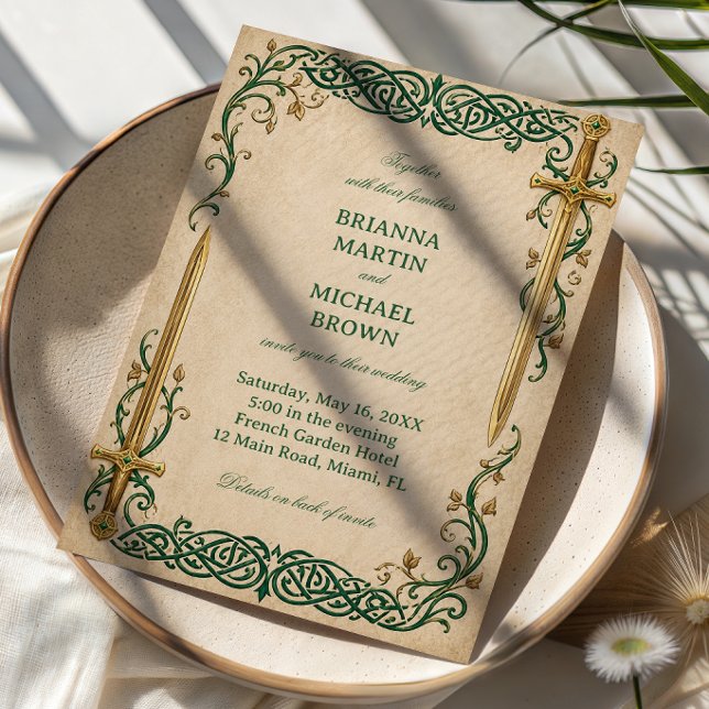 Invitación Trabajo de espada celta esmeralda (Subido por el creador)