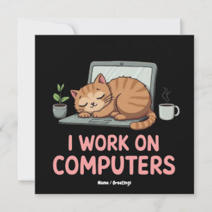 Invitación Trabajo En Computadoras Graciosas Cats Computadora