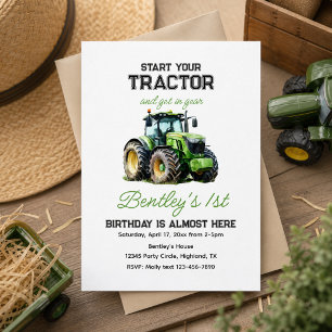 Invitación Tractor 1er Fiesta de cumpleaños Granja divertida