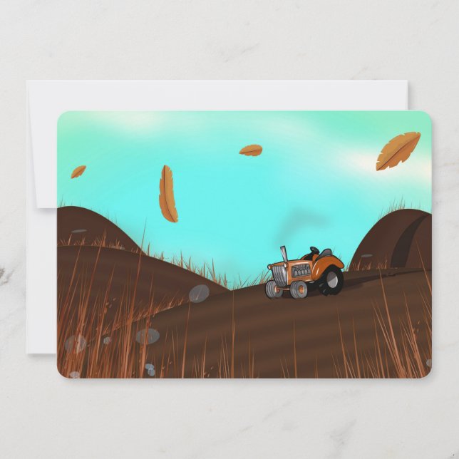 Invitación Tractor agrícola vintage (Anverso)
