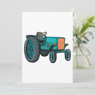 Invitación Tractor Azul Vintage Vida en la Granja