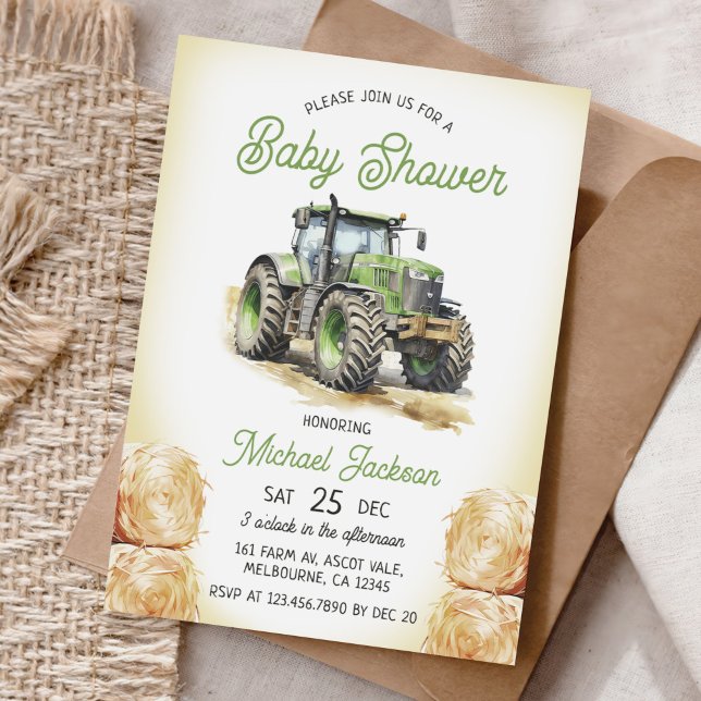 Invitación Tractor Boy Baby Shower (Subido por el creador)