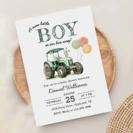 Invitación Tractor Boy Baby Shower