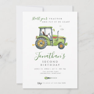 Invitación Tractor Cumpleaños minimalista moderno