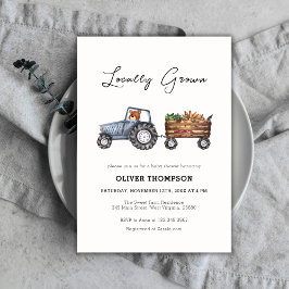 Invitación Tractor de granja de cultivo local Teddy Bear Baby