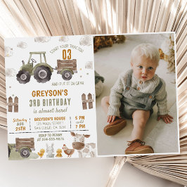 Invitación Tractor Farm Boy 3er cumpleaños Fiesta foto